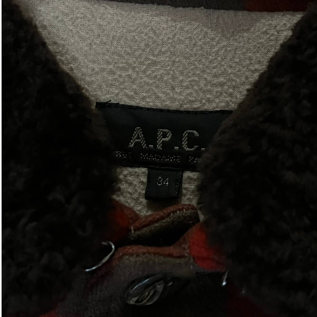 APC Wool Check Shearling Jacket