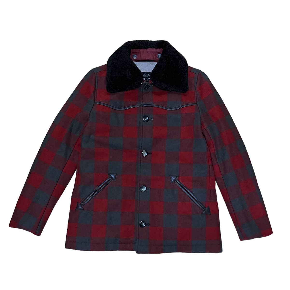 APC Wool Check Shearling Jacket