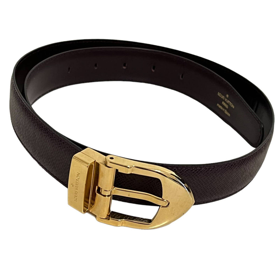 Louis Vuitton Mono Circle Gold Buckle Belt Leather ref.942229 - Joli Closet