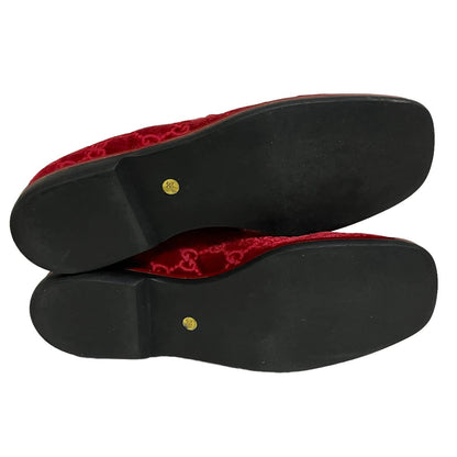 Vintage Gucci GG Guccissima Monogram RED Velvet Flats