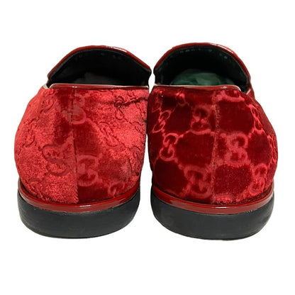 Vintage Gucci GG Guccissima Monogram RED Velvet Flats