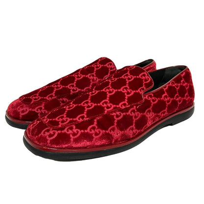 Vintage Gucci GG Guccissima Monogram RED Velvet Flats