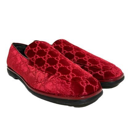 Vintage Gucci GG Guccissima Monogram RED Velvet Flats